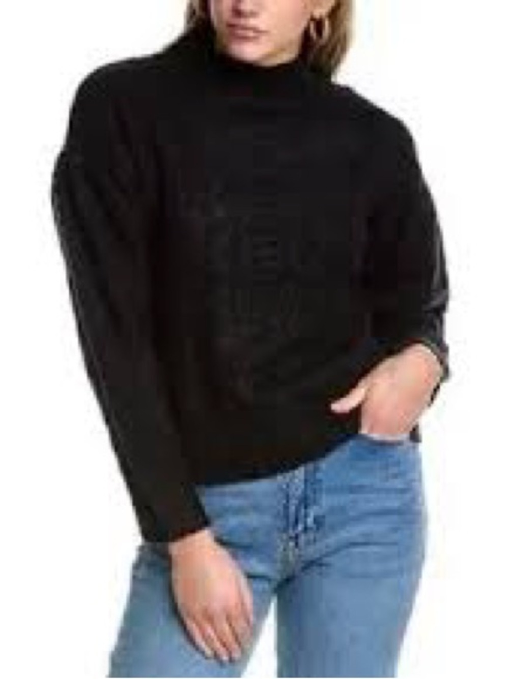 525 America Black Cable-Knit Mock Neck Sweater - Picture 3 of 9